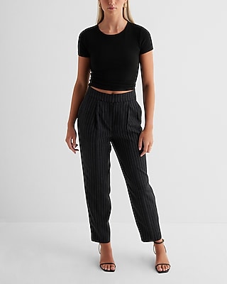 Stylist Super High Waisted Pinstripe Pleated Ankle Pant