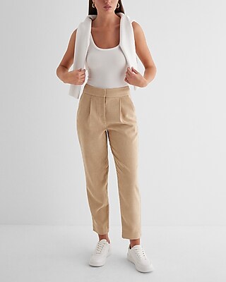 Stylist Super High Waisted Corduroy Pleated Ankle Pants