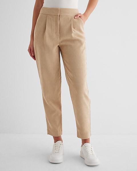 Stylist Super High Waisted Corduroy Pleated Ankle Pants