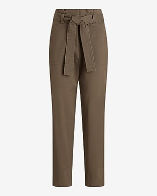 Super High Waisted Belted Paperbag Ankle Pant