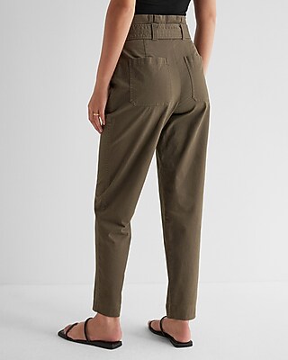 Super High Waisted Belted Paperbag Ankle Pant