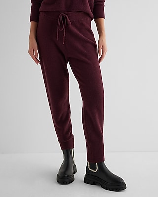 High Waisted Plush Knit Sweater Joggers | Express