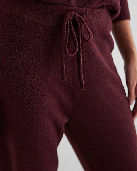 Women's High-Rise Regular Fit Tapered Ankle Knit Pants - A New Day Burgundy  L