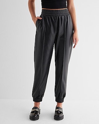 Express Stylist Super High Waisted Linen-Blend Metallic Stripe