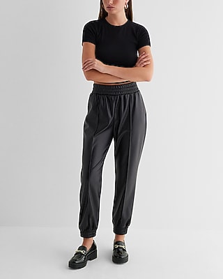 Track Pants Ladies Leather Joggers INC International Concepts