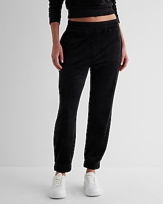 High Waisted Velour Joggers Express