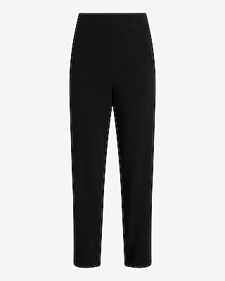 High Waisted Fleece Knit Straight Ankle Pant