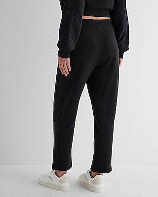 High Waisted Fleece Knit Straight Ankle Pant