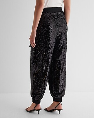 High Waisted Sequin Cargo Joggers - image 3
