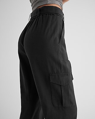 Super High Waisted Tie-Belt Cargo Ankle Pant
