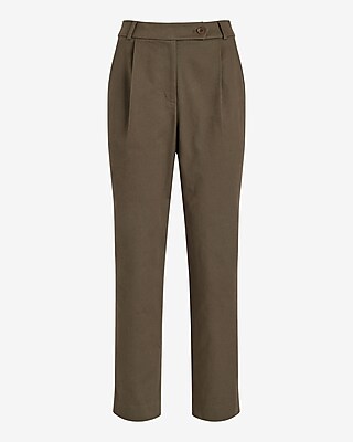 High Waisted Extended Tab Pleated Ankle Pant