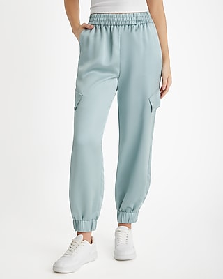 high waisted jogger dress pants Summer Jogger Dress Pants for Women Elastic High Waist Casual Work Loose  Solid Business Trousers with Pockets