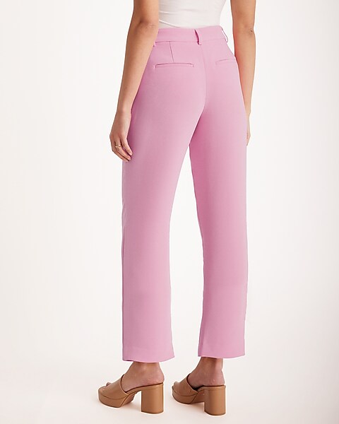 NWT EXPRESS pleated front ankle high rise capri pants 8 reg CURVY pink
