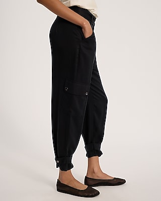 High Waisted Belted Cargo Joggers