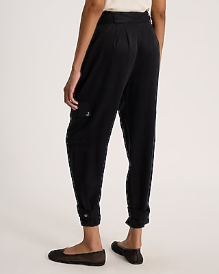 High Waisted Belted Cargo Joggers