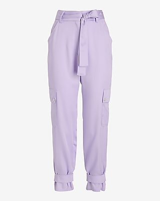 High Waisted Belted Cargo Joggers