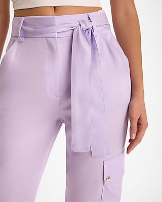 High Waisted Belted Cargo Joggers