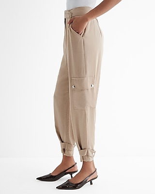 High Waisted Belted Cargo Joggers