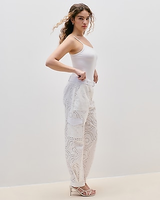 Super High Waisted Eyelet Belted Cargo Joggers Express