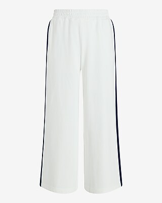 High Waisted Knit Side Stripe Cropped Wide Leg Pant | Express