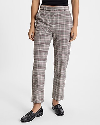 Editor Plaid High Waisted Straight Ankle Pant