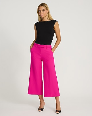 Editor Studio Stretch Twill Mid Rise Cropped Wide Leg Pant | Express