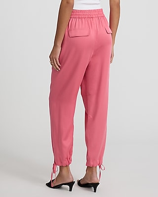 High Waisted Drawstring Pull On Joggers
