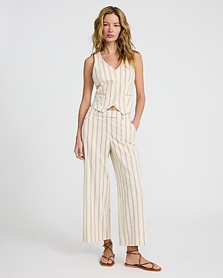 Editor Striped Mid Rise Ankle Trouser