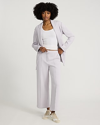 High Waisted Scuba Pintuck Ankle Trouser
