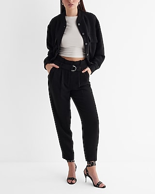 Stylist Super High Waisted Belted Paperbag Ankle Pant