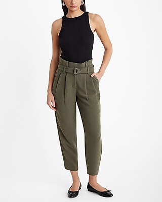 Stylist Super High Waisted Belted Paperbag Ankle Pant