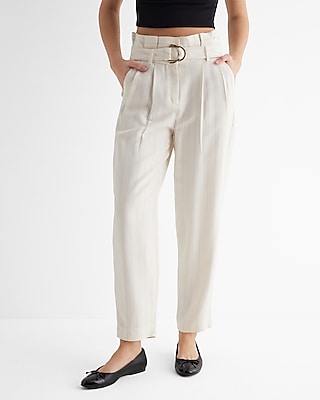 Super High Waisted Faux Leather Pleated Ankle Pant