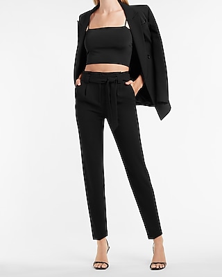 high waisted paper bag trousers