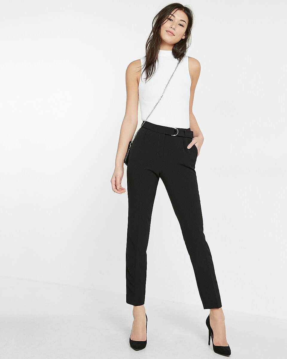 belted cropped slim ankle pant
