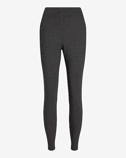 HUE Women's Tweed High-Waist Knit Leggings Black Medium