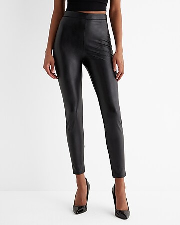 Women's Faux Leather & Coated Pants - Black Leather Pants - Express