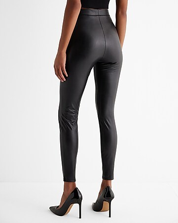 Topshop Tall Faux Leather Straight Leg Trouser In Black for Women