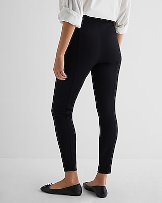 Super High Waisted Novelty Button Waist Seamed Leggings