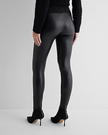 Topshop Tall faux leather leggings in black