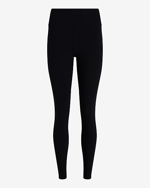 Express  High Waisted Front Seam Zip Hem Leggings in Pitch Black