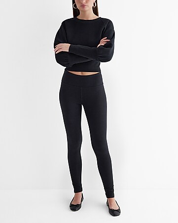 HUE Women's Tweed High-Waist Knit Leggings Black Medium at  Women's  Clothing store