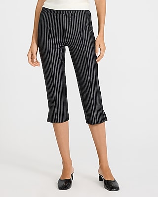 Pinstripe Mid Rise Capri Pants
