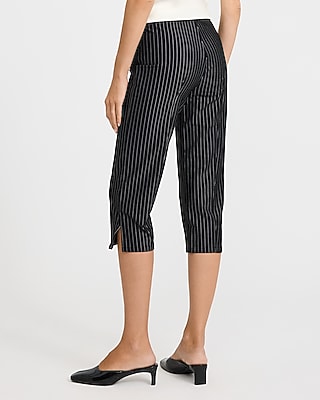 Pinstripe Mid Rise Capri Pants