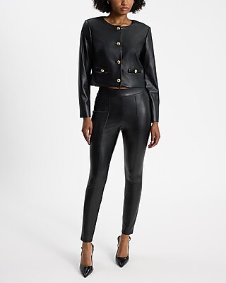 High Waisted Faux Leather Seamed Leggings