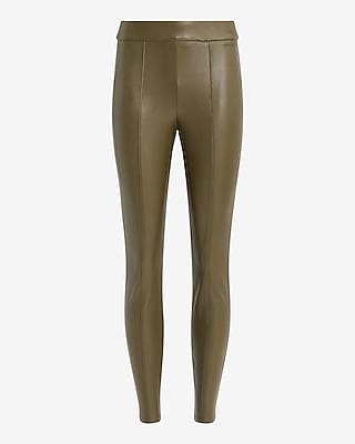 High Waisted Faux Leather Seamed Leggings