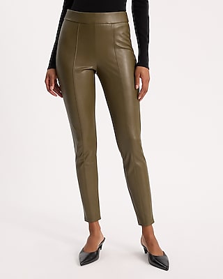 High Waisted Faux Leather Seamed Leggings