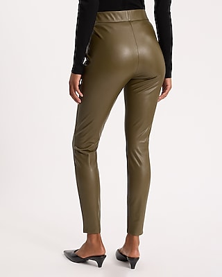 High Waisted Faux Leather Seamed Leggings