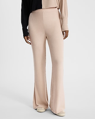 High Waisted Cozy Ribbed Pull On Flare Pant