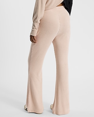 High Waisted Cozy Ribbed Pull On Flare Pant