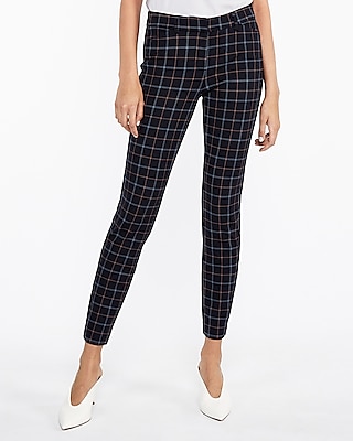 Mid Rise Clean Ponte Plaid Skinny Pant 